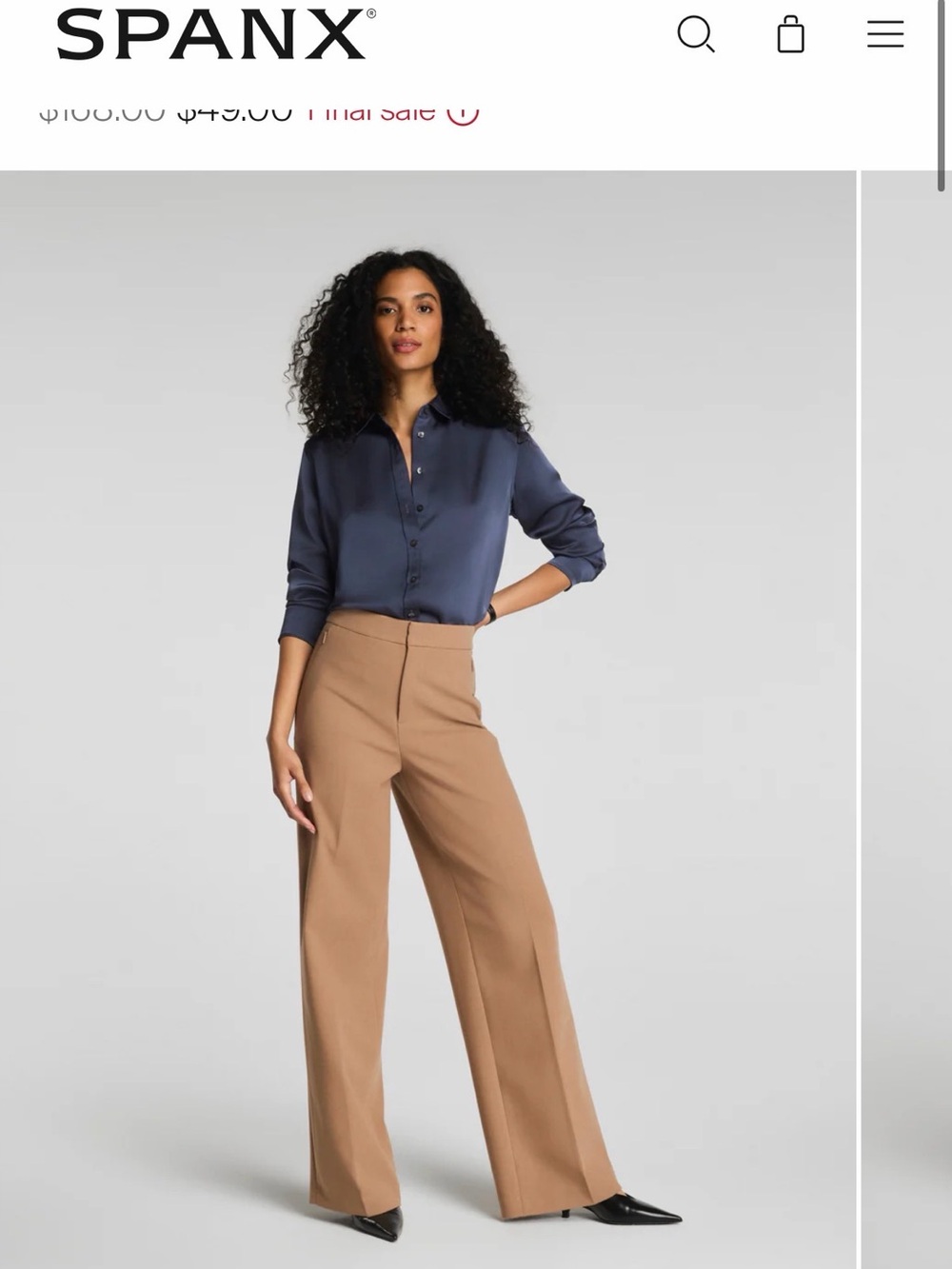 SPANX Wide-Leg High-Rise Pants in Camel